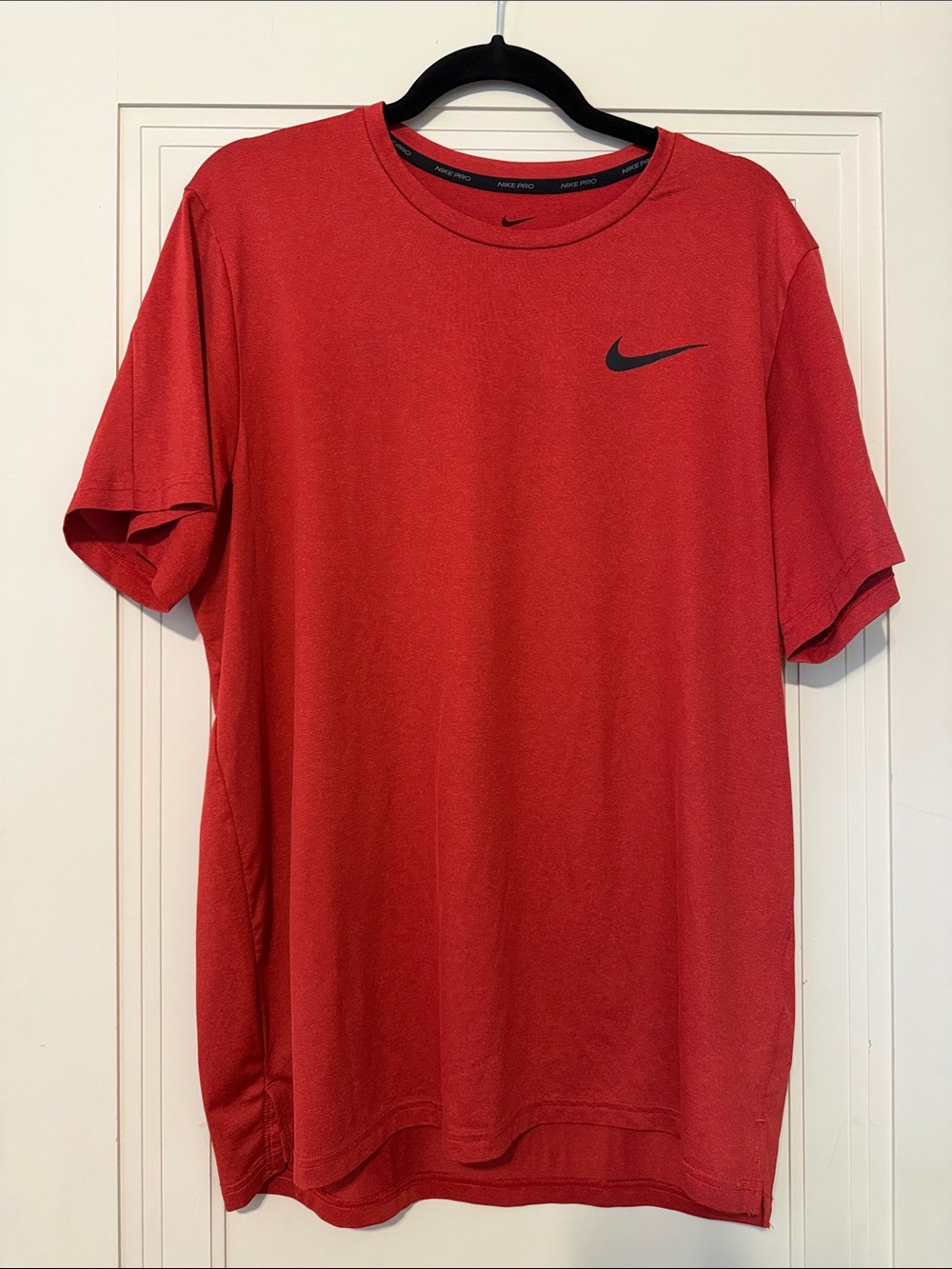 Nike Red Short Sleeve Athletic Tee with Black Swoosh
